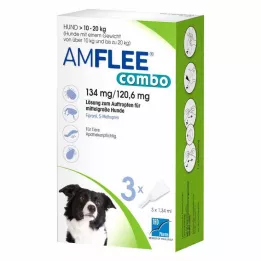 AMFLEE kombo 134/120,6 mg Oral oppløsning for hunder 10-20 kg, 3 stk