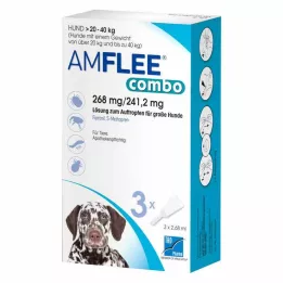 AMFLEE kombo 268/241,2 mg Oral oppløsning for hunder 20-40 kg, 3 stk