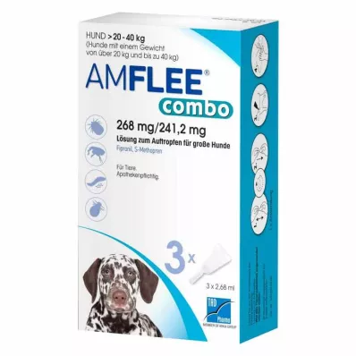 AMFLEE kombo 268/241,2 mg Oral oppløsning for hunder 20-40 kg, 3 stk AMFLEE kombo 268/241,2 mg Oral oppløsning for hunder 20-40 kg, 3 stk