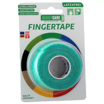 FINGERTAPE lateksfri BUDDYCARE MED grønn, 1 stk