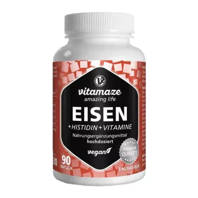 Jern 20 mg + histidin + vitamin C / B9 / B12 kapsler, 90 stk
