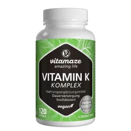 VITAMIN K1+K2-kompleks høydoserte veganske kapsler, 120 stk