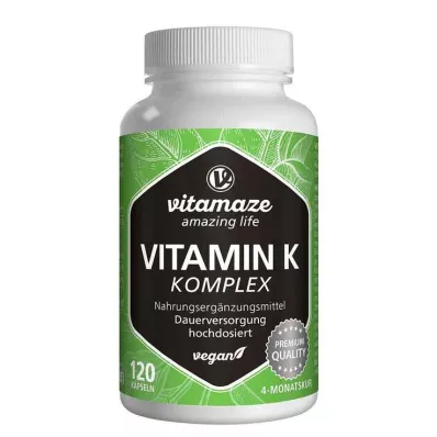 VITAMIN K1+K2-kompleks høydoserte veganske kapsler, 120 stk VITAMIN K1+K2-kompleks høydoserte veganske kapsler, 120 stk