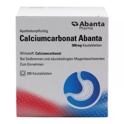 CALCIUMCARBONAT ABANTA 500 mg tyggetabletter, 200 stk CALCIUMCARBONAT ABANTA 500 mg tyggetabletter, 200 stk