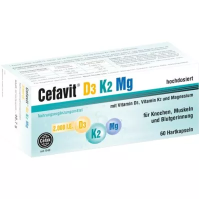 CEFAVIT D3 K2 Mg 2 000 IE harde kapsler, 60 stk