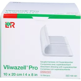 VLIWAZELL Pro superabsorb.kompress.steril 10x20 cm, 10 stk
