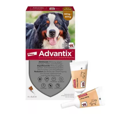 ADVANTIX Spot-on-løsning for påføring på hund 40-60 kg, 4X6,0 ml ADVANTIX Spot-on-løsning for påføring på hund 40-60 kg, 4X6,0 ml