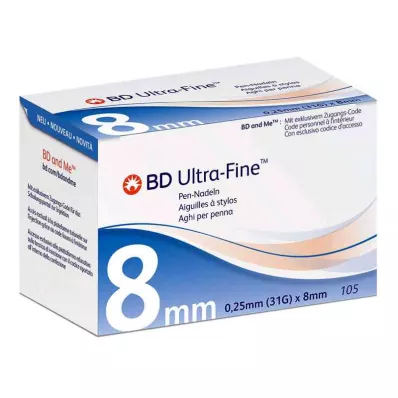 BD Ultrafine pennnåler 8 mm 31G (105 stk)