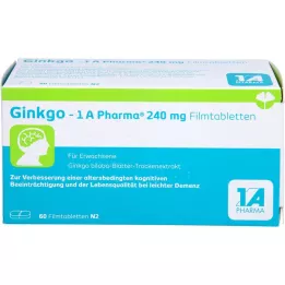 GINKGO-1A Pharma 240 mg filmdrasjerte tabletter, 60 kapsler