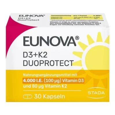 Eunova Duoprotect D3 + K2 4000 IE / 80 µg kapsler, 30 stk