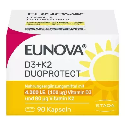 Eunova Duoprotect D3 + K2 4000 IE / 80 µg kapsler, 90 stk Eunova Duoprotect D3 + K2 4000 IE / 80 µg kapsler, 90 stk