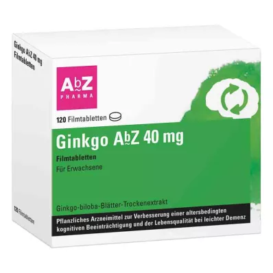 Ginkgo Abz 40 mg filmdrasjerte tabletter (120 stykker) Ginkgo Abz 40 mg filmdrasjerte tabletter (120 stykker)