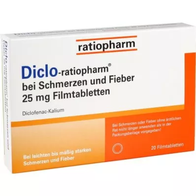 DICLO-RATIOPHARM mot smerter og feber 25 mg FTA, 20 stk