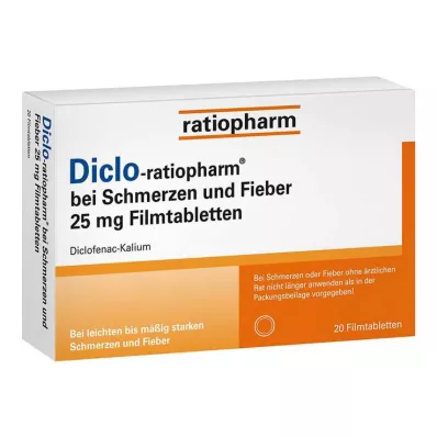 Diclo-Ratiopharm mot smerter og feber 25 mg Fta, 20 stk