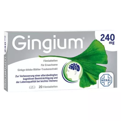 Gingium 240 mg filmdrasjerte tabletter, 20 stk Gingium 240 mg filmdrasjerte tabletter, 20 stk
