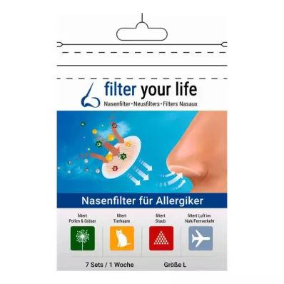 FILTER YOUR LIFE Nesefilter for allergikere størrelse L, 7X2 stk FILTER YOUR LIFE Nesefilter for allergikere størrelse L, 7X2 stk