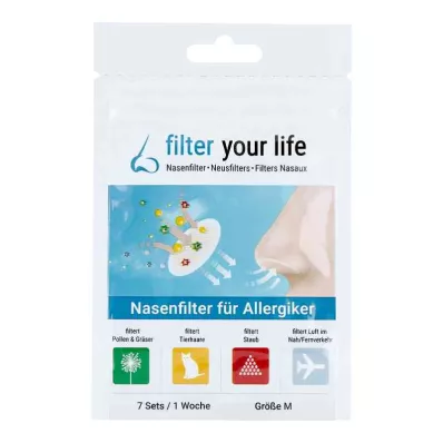 FILTER YOUR LIFE Nesefilter for allergikere størrelse M, 7X2 stk FILTER YOUR LIFE Nesefilter for allergikere størrelse M, 7X2 stk