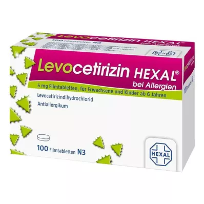 LEVOCETIRIZIN HEXAL for allergi 5 mg filmdrasjerte tabletter, 100 stk LEVOCETIRIZIN HEXAL for allergi 5 mg filmdrasjerte tabletter, 100 stk