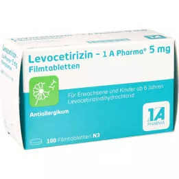 LEVOCETIRIZIN-1A Pharma 5 mg filmdrasjerte tabletter, 100 stk