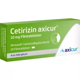 CETIRIZIN axicur 10 mg filmdrasjerte tabletter, 20 stk