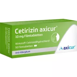 CETIRIZIN axicur 10 mg filmdrasjerte tabletter, 50 stk