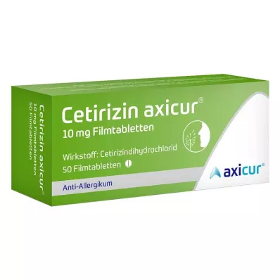 CETIRIZIN axicur 10 mg filmdrasjerte tabletter, 50 stk