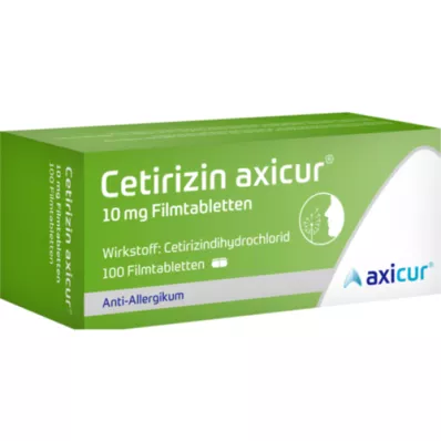 CETIRIZIN axicur 10 mg filmdrasjerte tabletter, 100 stk