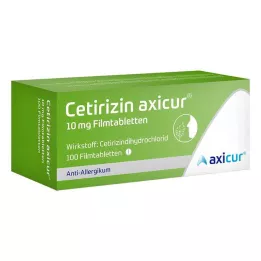 CETIRIZIN axicur 10 mg filmdrasjerte tabletter, 100 stk