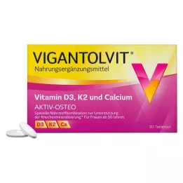 VIGANTOLVIT Vitamin D3 K2 kalsium filmdrasjerte tabletter, 30 kapsler