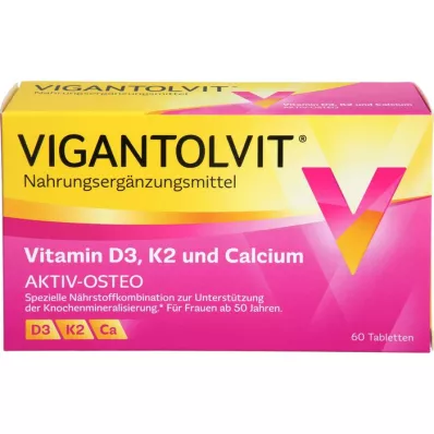 VIGANTOLVIT Vitamin D3 K2 kalsium filmdrasjerte tabletter, 60 kapsler