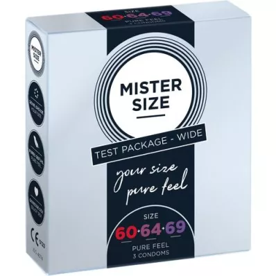 MISTER Prøvepakke størrelse 60-64-69 kondomer, 3 stk
