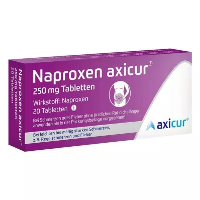 NAPROXEN axicur 250 mg tabletter, 20 stk NAPROXEN axicur 250 mg tabletter, 20 stk