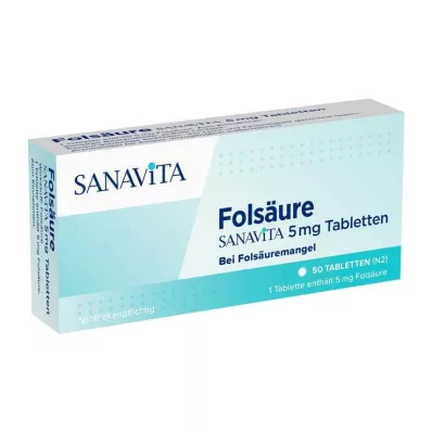Folsyre Sanavita 5 mg tabletter, 50 stk Folsyre Sanavita 5 mg tabletter, 50 stk