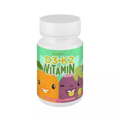 VITAMIN D3+K2 tyggetabletter for barn, veganske, 120 stk VITAMIN D3+K2 tyggetabletter for barn, veganske, 120 stk
