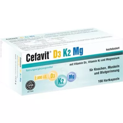 CEFAVIT D3 K2 Mg 2000 IE harde kapsler, 100 stk