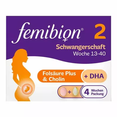 Femibion 2 graviditet i en 4-ukers pakke med 28 tabletter og kapsler, 2x28 stk Femibion 2 graviditet i en 4-ukers pakke med 28 tabletter og kapsler, 2x28 stk