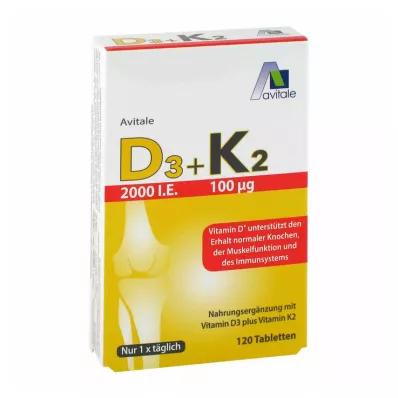 Vitamin D3+K2 2000 IE, 120 stk