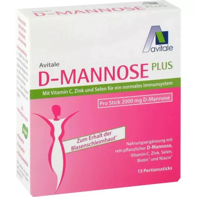 D-MANNOSE PLUS 2000 mg Sticks med vitaminer og mineraler, 15X2,47 g