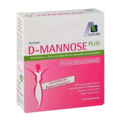 D-MANNOSE PLUS 2000 mg Sticks med vitaminer og mineraler, 15X2,47 g D-MANNOSE PLUS 2000 mg Sticks med vitaminer og mineraler, 15X2,47 g