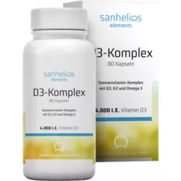 SANHELIOS Vitamin D3 solvitaminkompleks med K2, 80 stk