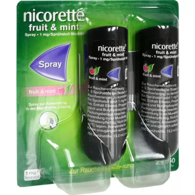 NICORETTE Frukt &amp; Myntespray 1 mg/spray, 2 stk