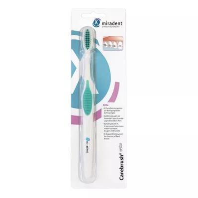 MIRADENT Carebrush ortotannbørste hvit/grønn, 1 stk MIRADENT Carebrush ortotannbørste hvit/grønn, 1 stk