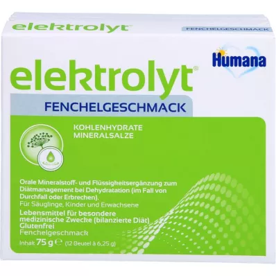 HUMANA Elektrolytt fennikelpulver sammenleggbar boks, 75 g