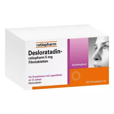 DESLORATADIN-ratiopharm 5 mg filmdrasjerte tabletter, 100 stk DESLORATADIN-ratiopharm 5 mg filmdrasjerte tabletter, 100 stk