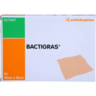 BACTIGRAS antiseptisk parafinbind 10x10 cm, 10 stk