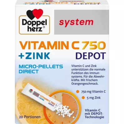 DOPPELHERZ Vitamin C 750 Depot system Pellets, 20 stk