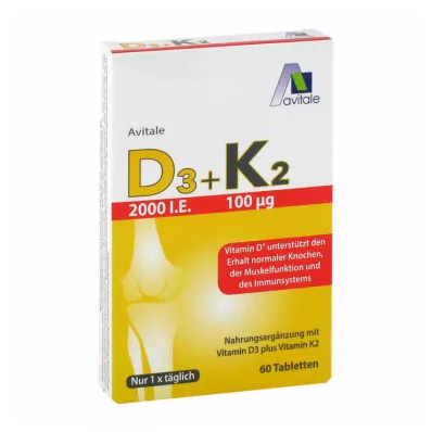 Vitamin D3 + K2 2000 IE tabletter, 60 stk