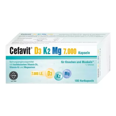 Cefavit D3 K2 Mg 7000 IE harde kapsler, 100 stykker Cefavit D3 K2 Mg 7000 IE harde kapsler, 100 stykker
