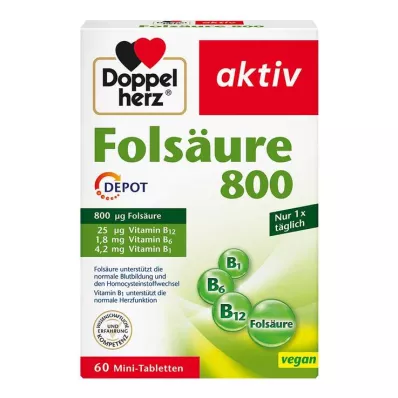DOPPELHERZ Folsyre 800 depottabletter, 60 stk