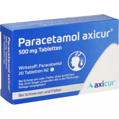 PARACETAMOL axicur 500 mg tabletter, 20 stk